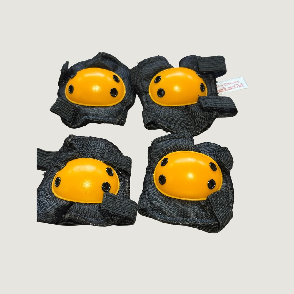 American Girl Doll Knee and Elbow Pads Set Black Orange Safety Gear Accessories